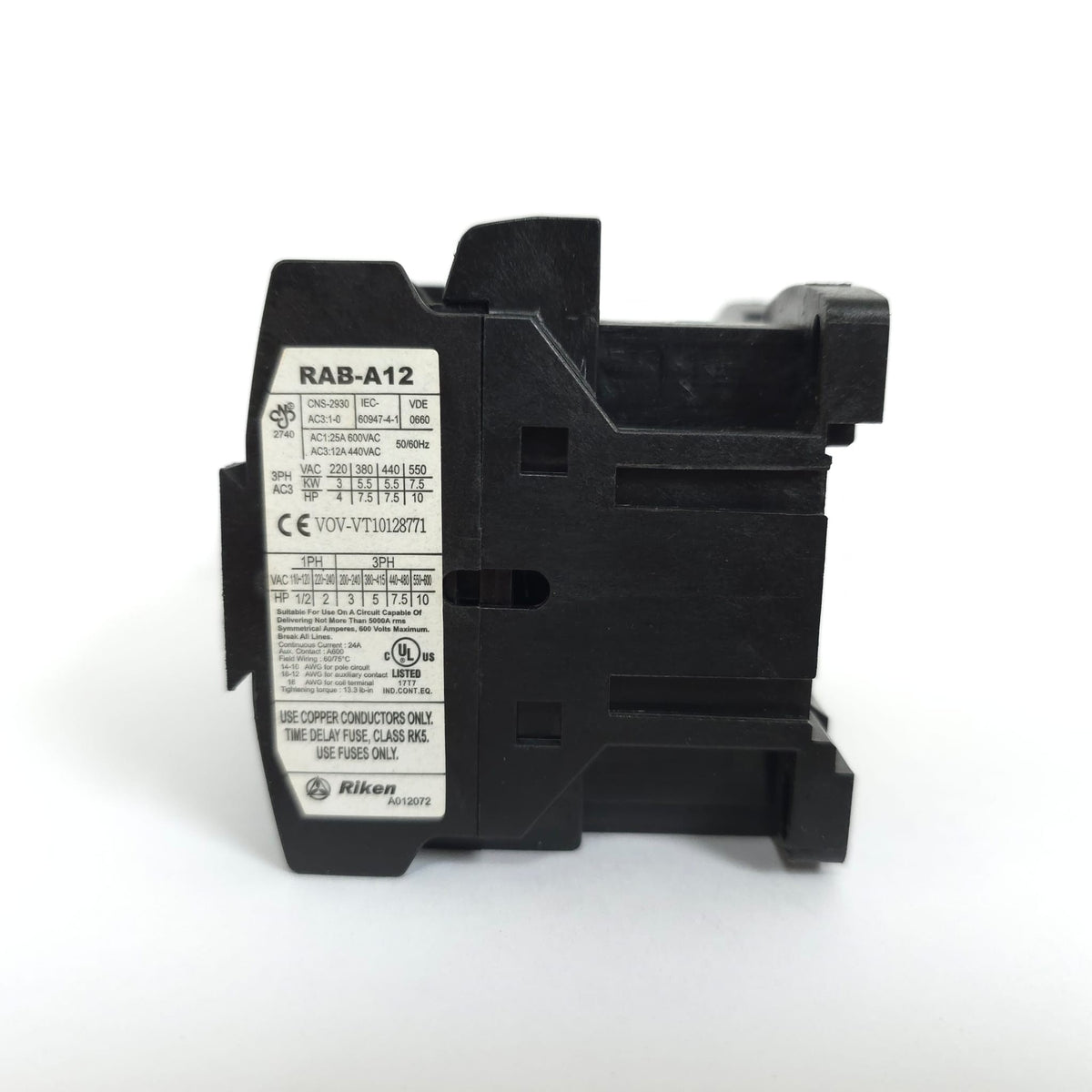 RIKEN RRAB-A12 C1 Coil Voltage 220V Magnetic Contactor (Fwd & Rev)