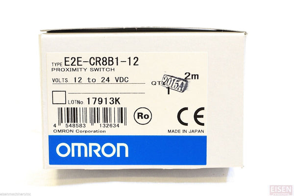 OMRON proximity switch E2E-CR8B1, 2 Meter cable, PNP, N/O, 12 to 24VDC