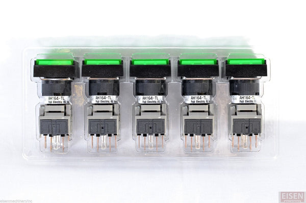 FUJI AH164-TLG11E3 Green Pushbutton Command Switch 24VDC LED (Pack of 5)