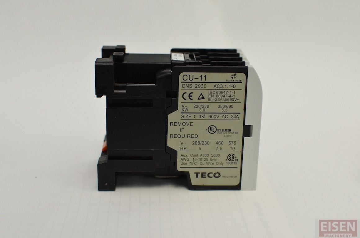 TECO CU-11 Magnetic Contactor, 24V coil, 3A1a, Normally Open, (TAIAN CN-11)