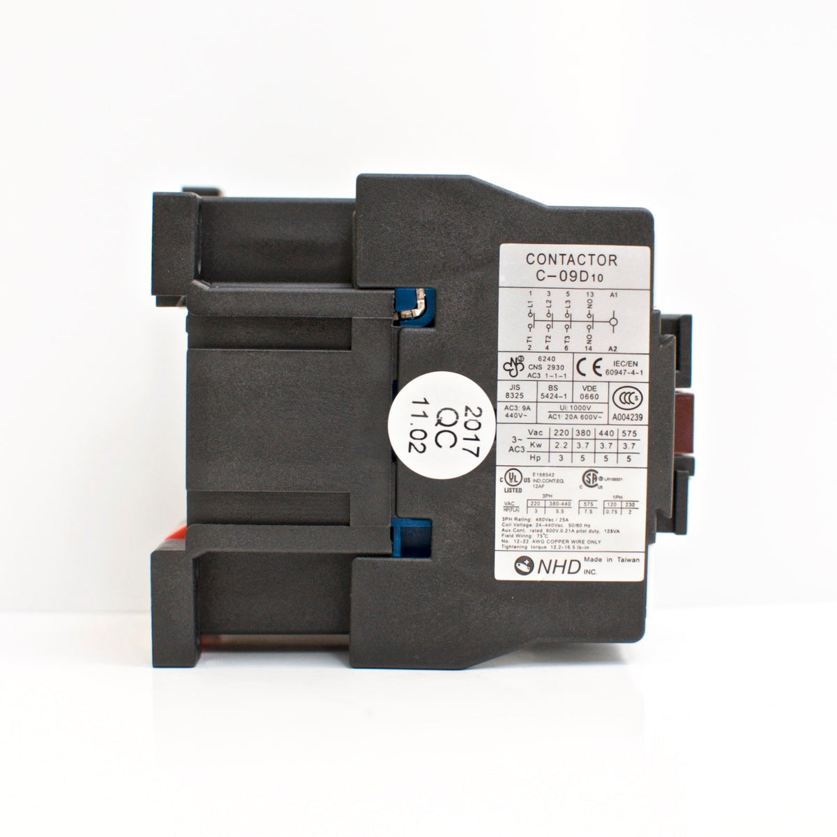 NHD C-09D10M7 magnetic contactor for 3HP motor, 440V coil, normally open