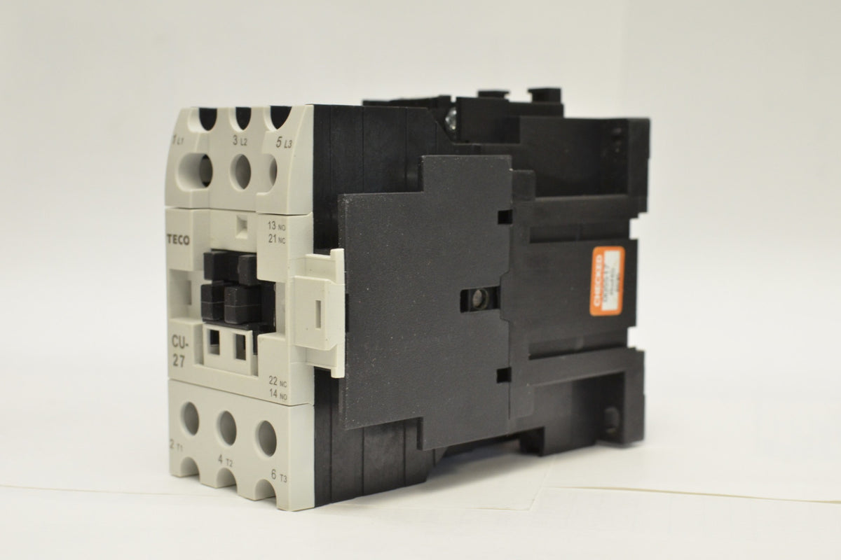 TECO CU-27 magnetic contactor, 45 amp, 3 phase, 24V coil, 3A1a1b (NO and NC)
