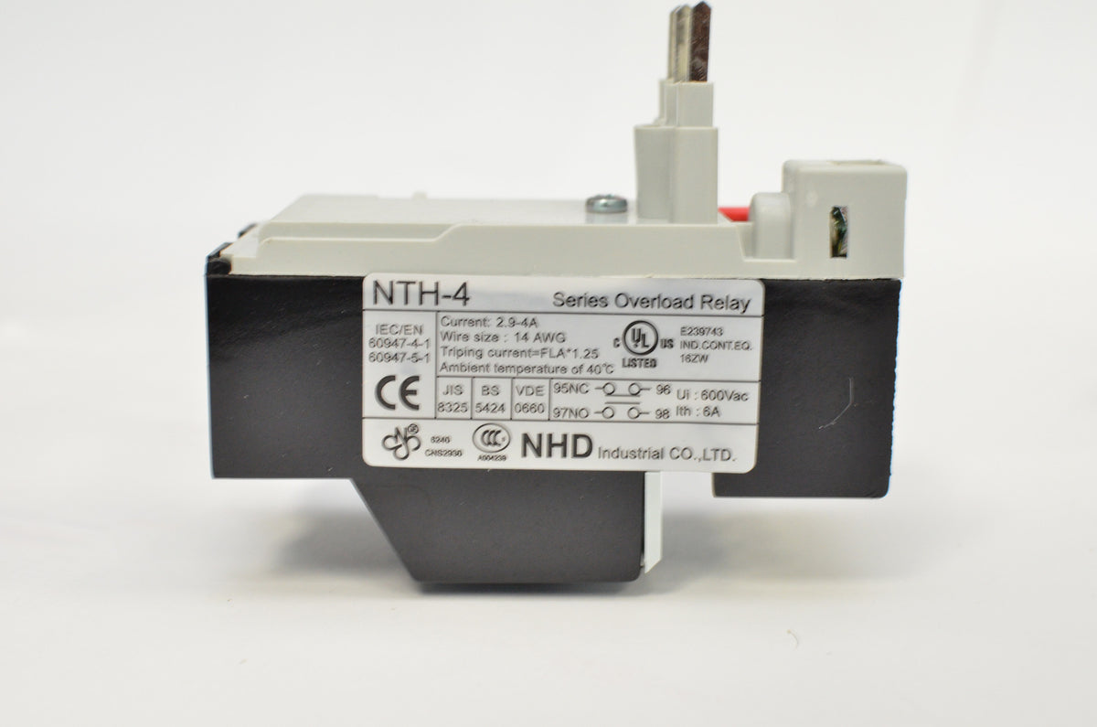 NHD thermal overload relay NTH-4 2PE, 2.9 ~ 4 amp