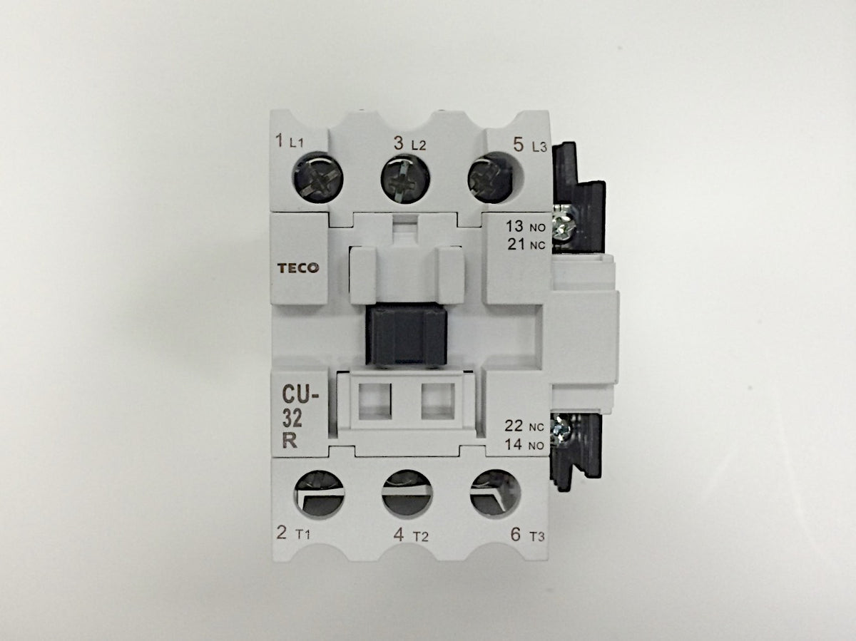 TECO CU-32R magnetic contactor, 50 Amp, 3 phase, 110v coil, 3A1a1b (NO and NC)