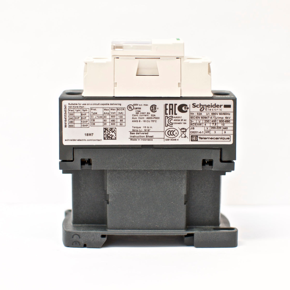 Telemecanique/Schneider Magnetic Contactor LC1D18M7 , 220V Coil