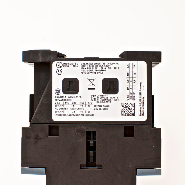 Siemens Contactor 3RT2026-1AC20 24V Coil with Aux Switch Block 3RH2911-1HA11