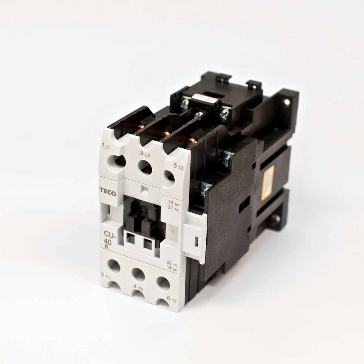 TECO CU-40R magnetic contactor, 60A, 3 phase, 110V coil, 3A1a1b NO/NC Repl CU-40