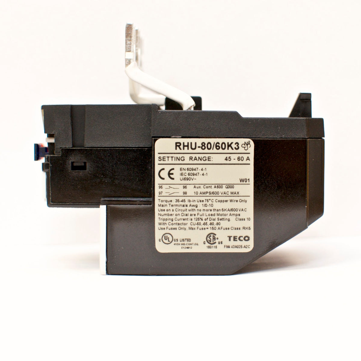 TECO RHU-80/60K3 thermal overload relay, Current range: 45 ~ 60A