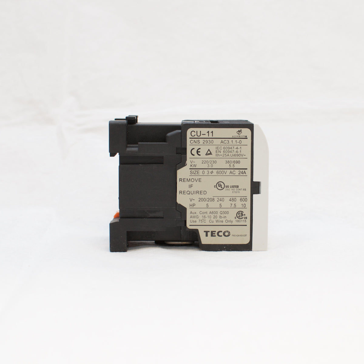 TECO CU-11 magnetic contactor, 24V coil 3A1b N/C (Replaces TAIAN CN-11)