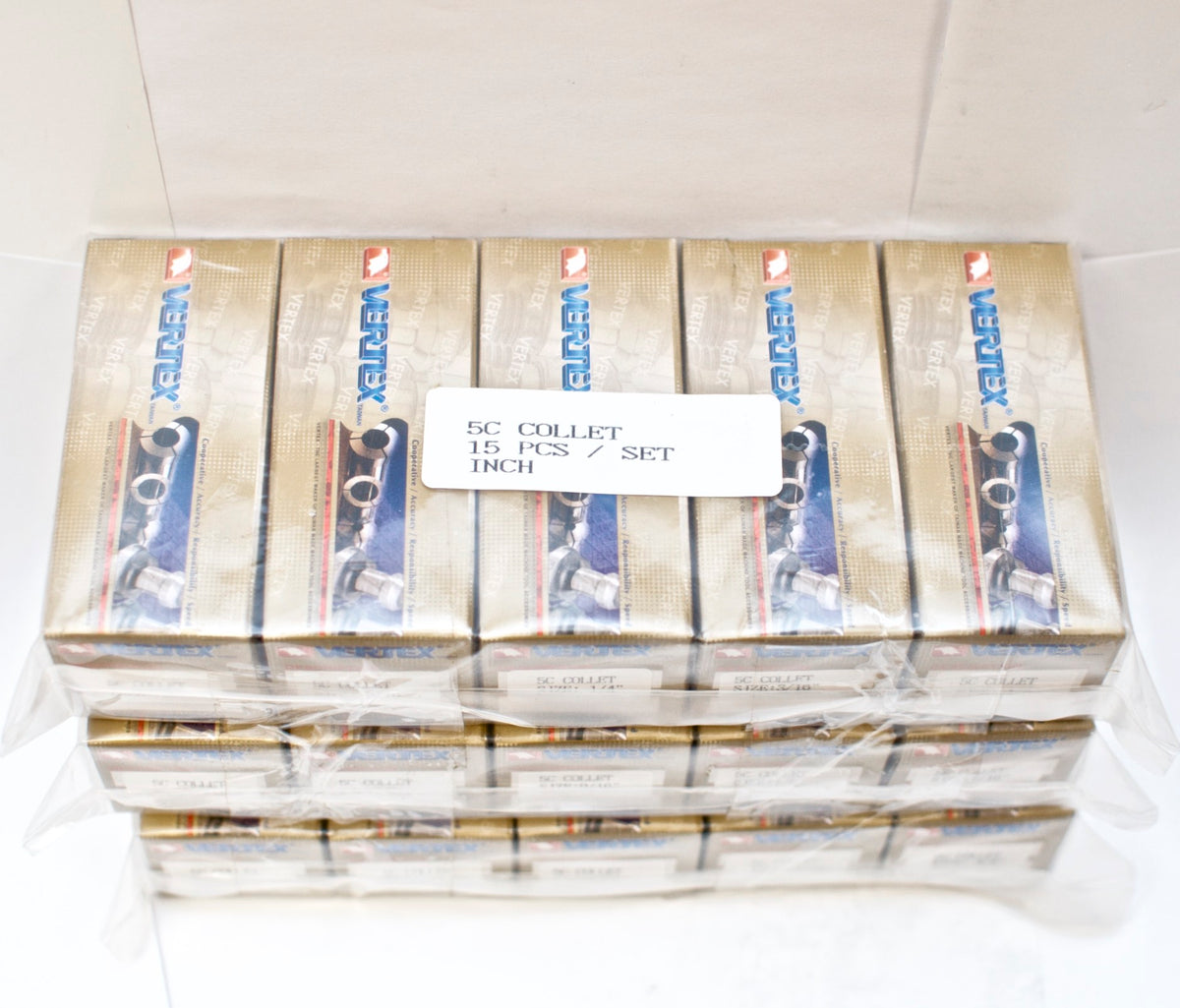 VERTEX 5C Collets, 15 piece set, 1/8" to 1" for tool room lathe