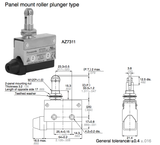 Panasonic AZ7311CE limit switch, Panel mount roller plunger, 10A 250V