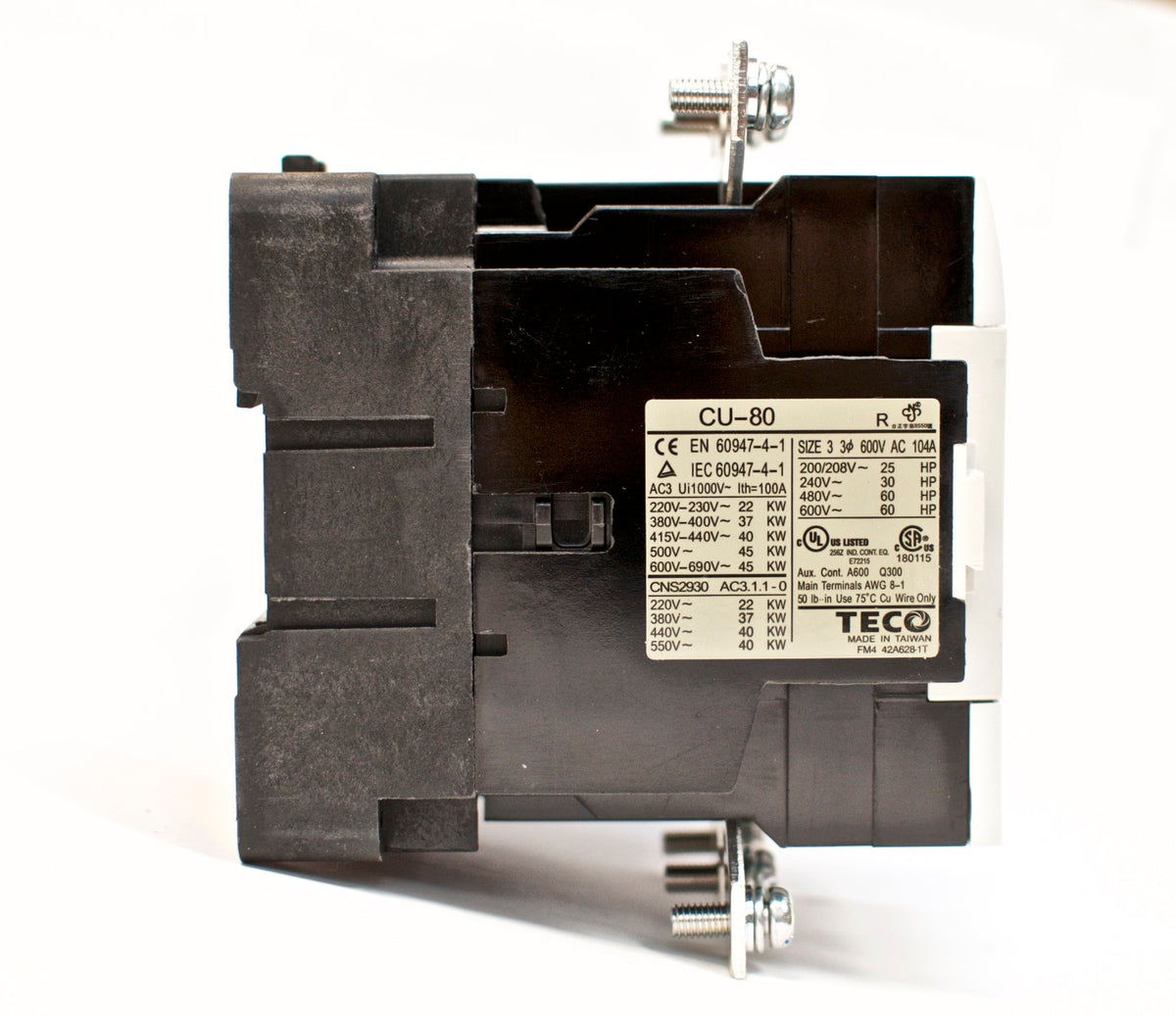 TECO CU-80 Magnetic Contactor, 104 Amp, 3 Phase, 220V Coil, 3A2a2b