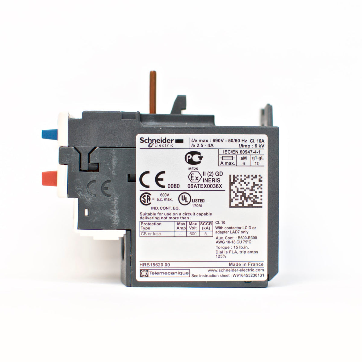Schneider TeSys LR3D 08, thermal overload relay, 2.5~4 A, class 10A