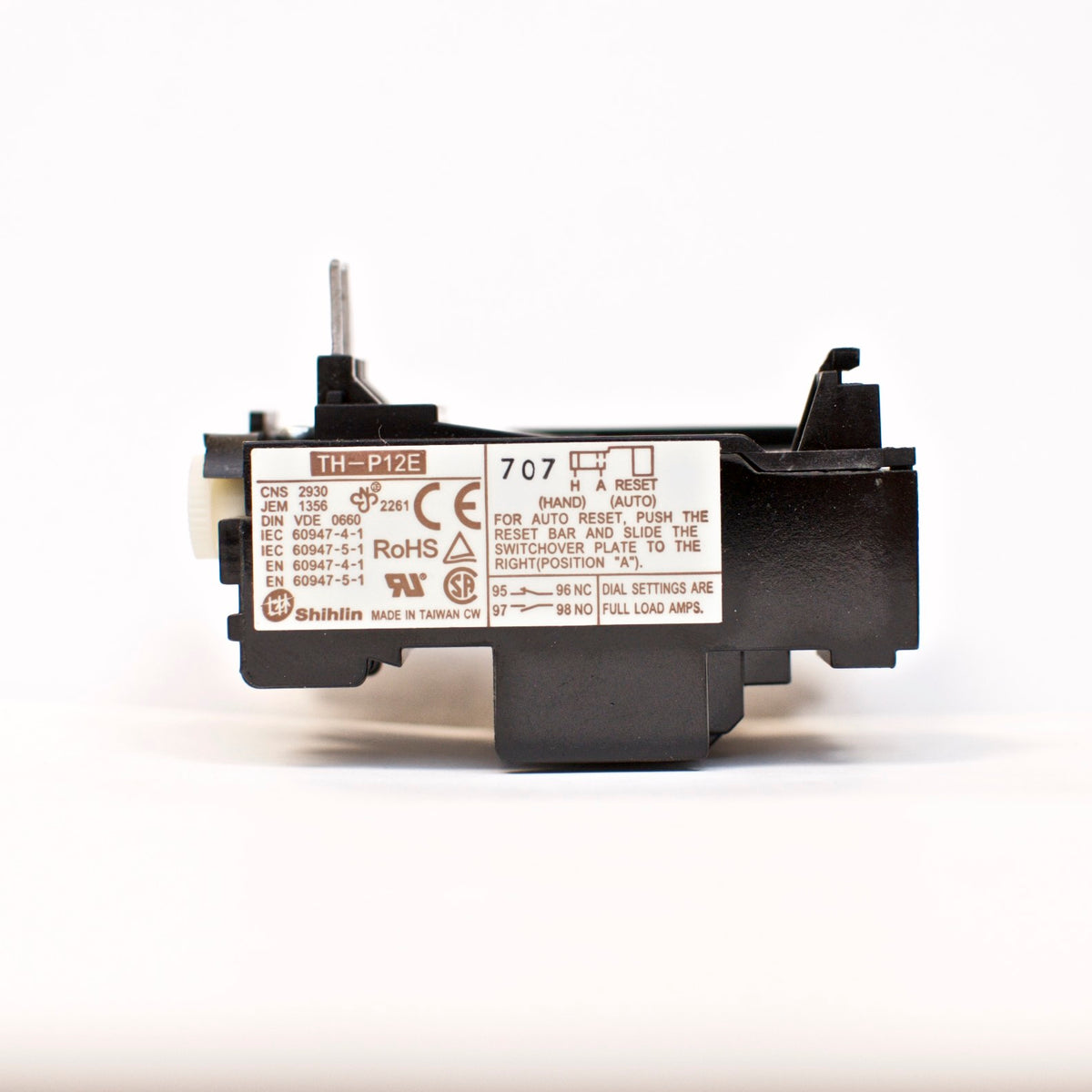Shihlin TH-P12E thermal overload relay, Amp range: 0.3 ~ 0.5A TH-P12ES