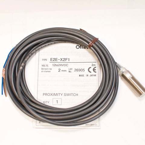 OMRON proximity switch E2E-X2F1 with 3 METER CABLE, 2mm distance, 12 to 24VDC