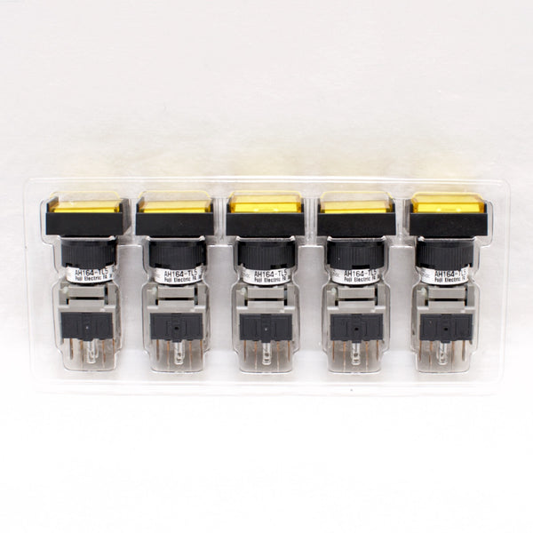 FUJI AH164-TL5Y11E3 Yellow Pushbutton Command Switch 24VDC LED (Pack of 5)