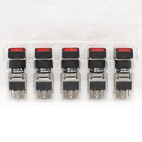 FUJI AH165-SLR11E3 Red Pushbutton Command Switch 24VDC LED (Pack of 5)