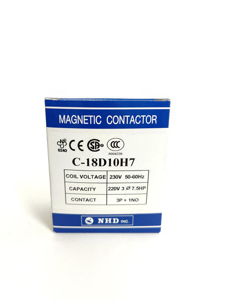 NHD C-18D10H7 magnetic contactor for 7.5HP motor, 230V coil, normally open