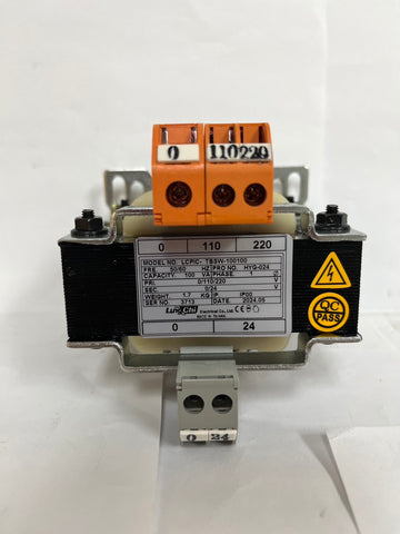 100VA Transformer 1PHASE INPUT: 0/110/220V OUTPUT: 0/24V HYG-024