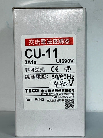 TECO CU-11 Magnetic Contactor, 24A, 3 phase,  440V coil,  3A1a, Normally Open