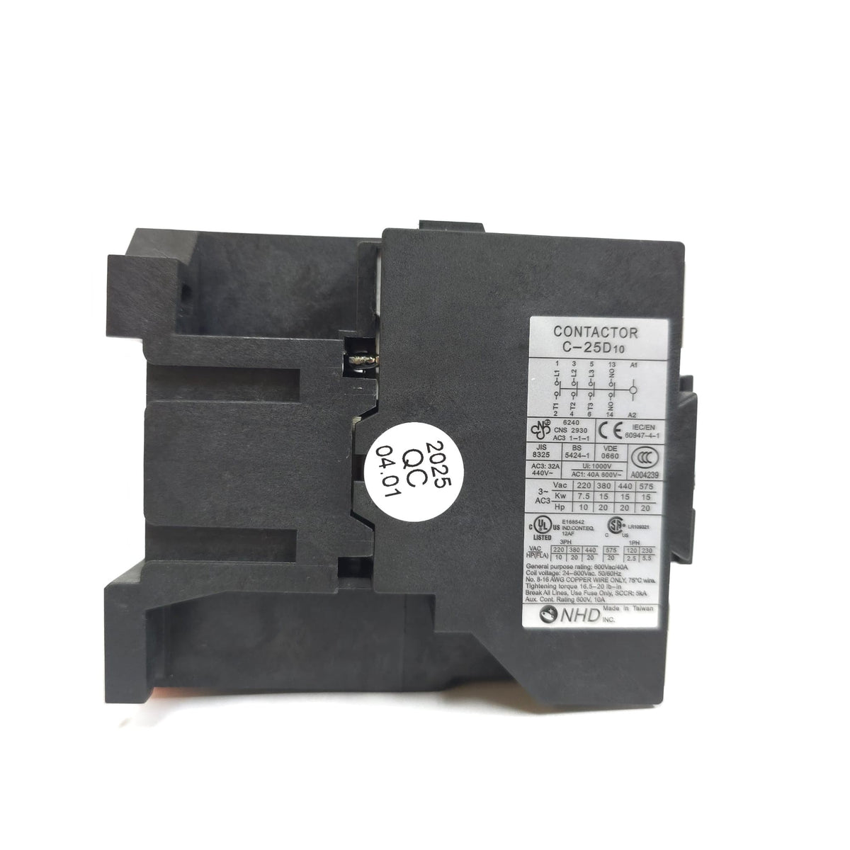 NHD C-25D1017 magnetic contactor for 10HP motor, 240V coil, normally open