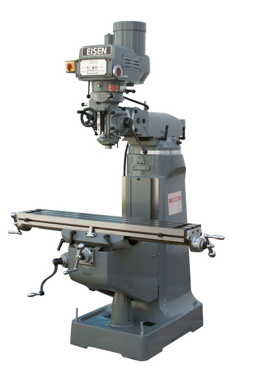 EISEN S-2A 9x49 Milling Machine, 3HP, Bridgeport-style, Free X-axis Powerfeed
