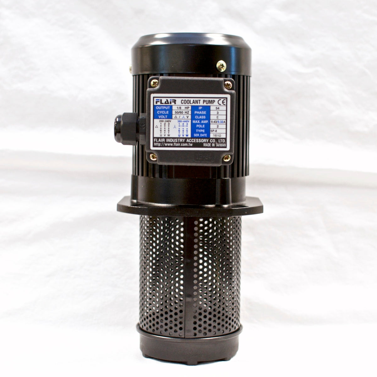 1/8 HP Filtered Coolant Pump, 220V/440V, 3PH, 130mm (5"), FLAIR SP-8130-220V