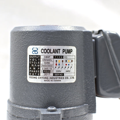 1/8 HP Cast Iron Suction-type Coolant Pump, 220V/440V, 3PH, 3/8" outlet, YC