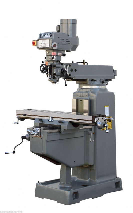 EISEN S-3AB Milling Machine, Boxways, 10x54 Table, 3HP, R8, Free DRO