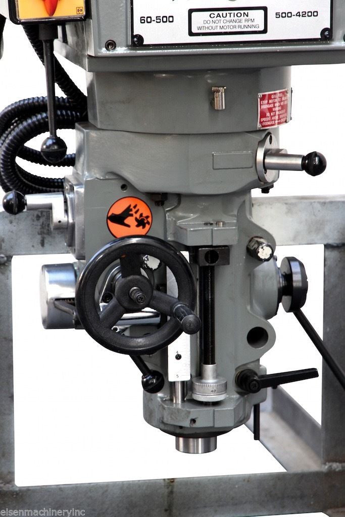 Eisen S-2AH milling machine head, R8 taper, 3 HP, 440V, 3-phase