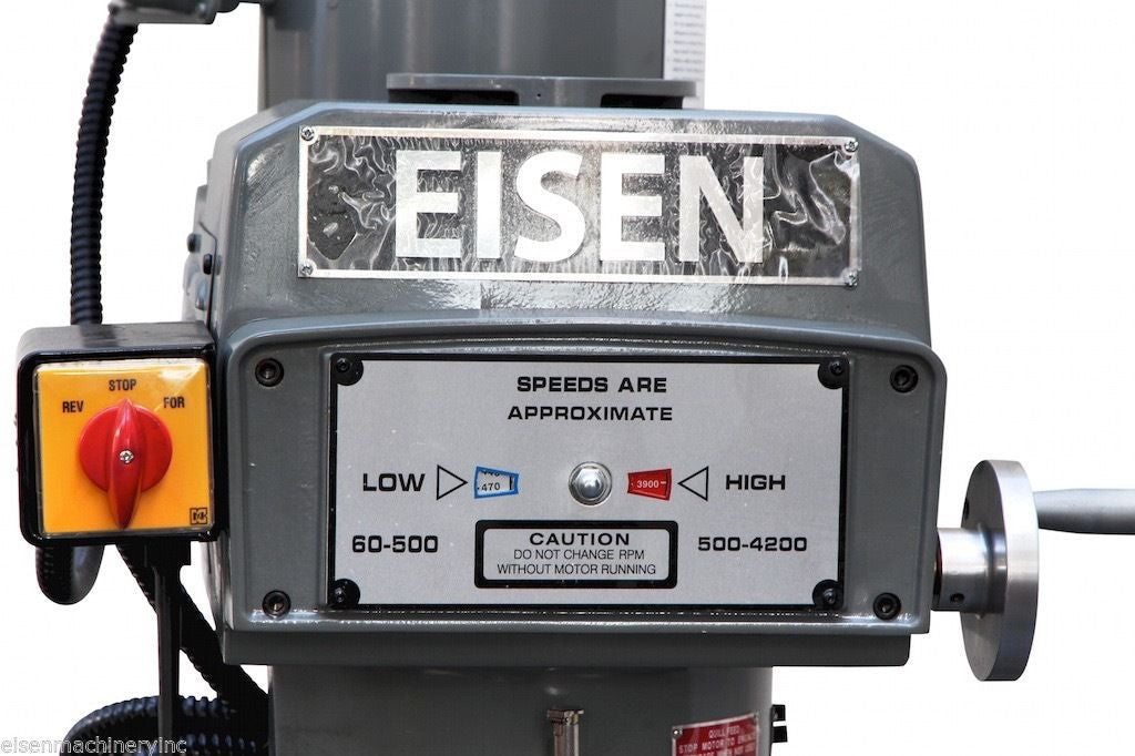 Eisen S-2AH milling machine head, R8 taper, 3 HP, 440V, 3-phase