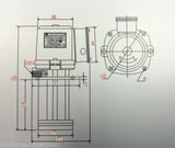 1/8 HP Machinery Coolant Pump, 220V/440V, 3PH, Shaft 7" (180mm), MC-8180-3
