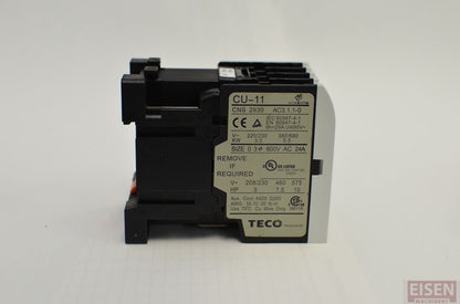 TECO CU-11 Magnetic Contactor, 24V coil, 3A1a, Normally Open, (TAIAN CN-11)