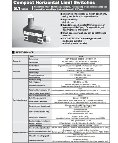 Yamatake / Azbil SL1-H Limit Switch / Micro Switch with Plunger Type