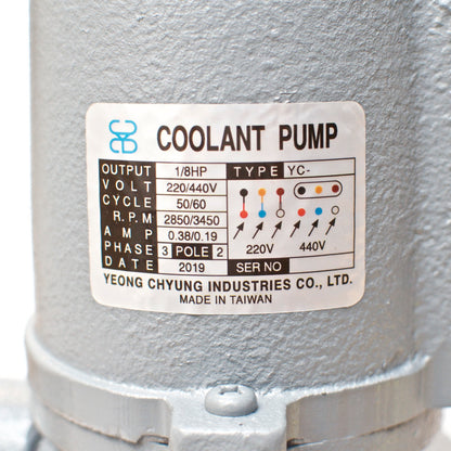 1/8 HP Coolant Pump, 220V/440V, 3PH, Shaft Length 4.3" (110mm) YC-8110-3