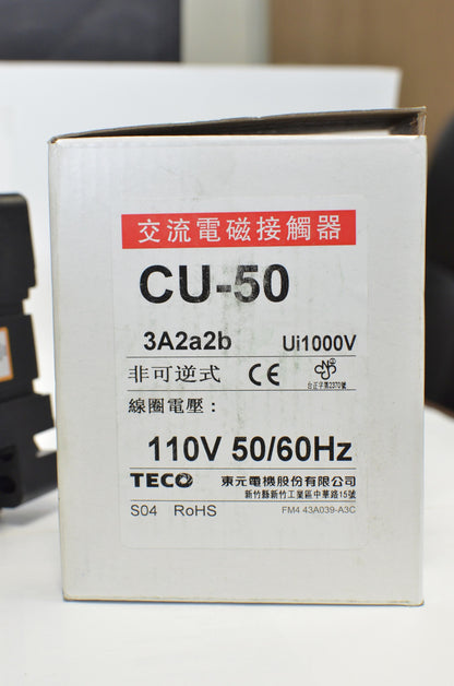 TECO CU-50 Magnetic Contactor, 72 Amp, 3 Phase, 110V Coil, 3A2a2b  (TAIAN CN-50)