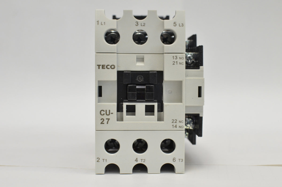 TECO CU-27 magnetic contactor, 45 amp, 3 phase, 24V coil, 3A1a1b (NO and NC)