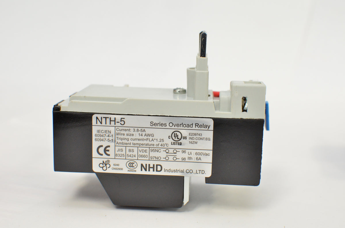 NHD thermal overload relay NTH-5 2PE,  3.8 ~ 5 amp