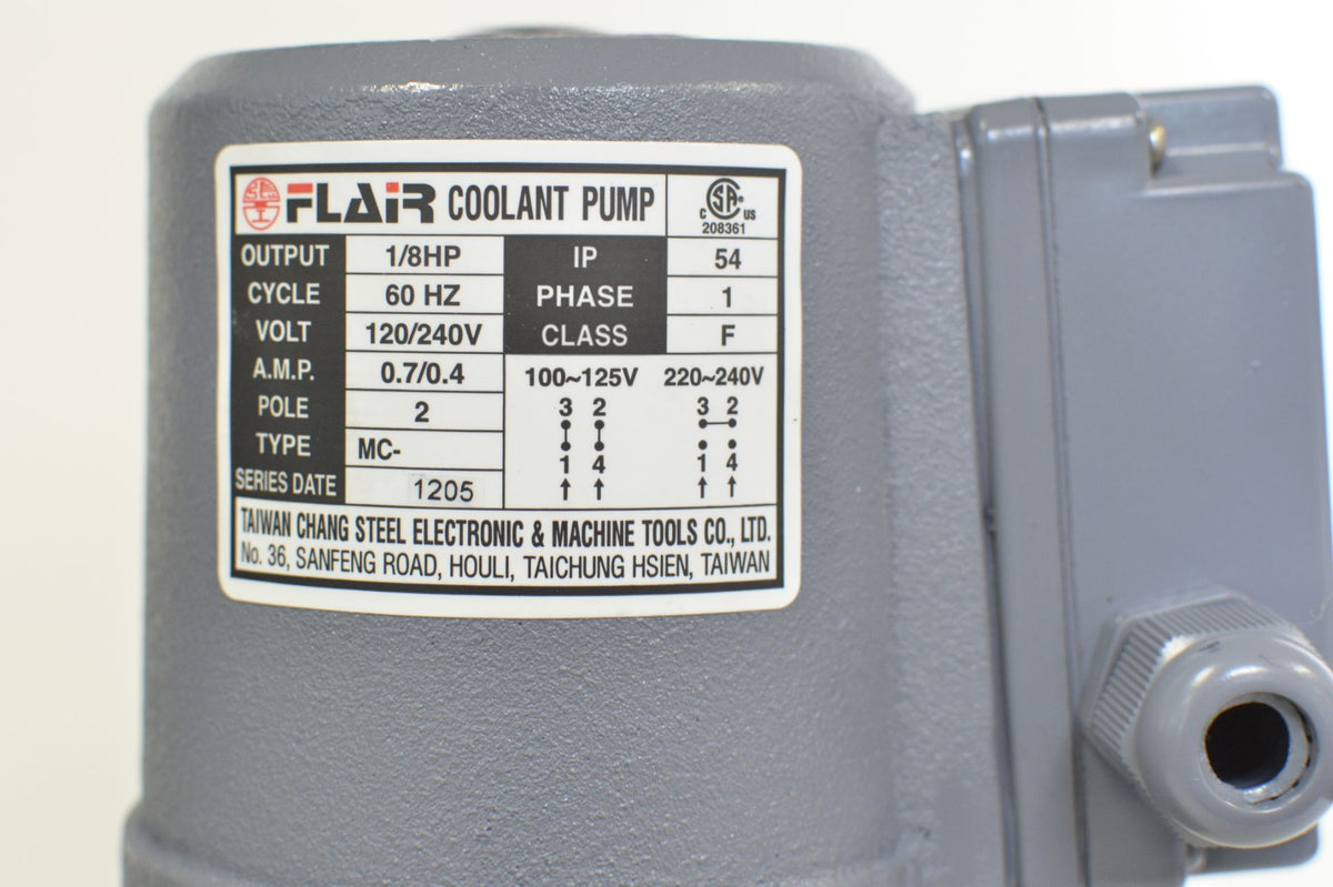 1/8 HP Machinery Coolant Pump, 110/220V, 1PH, 180mm (7") Shaft,MC-8180-1