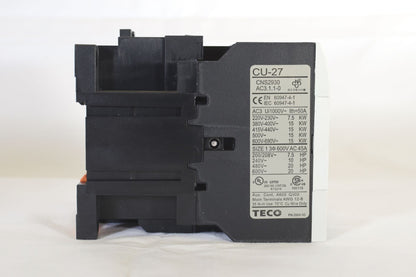 TECO CU-27 Magnetic Contactor, 45 Amp, 3 Phase, 110V coil, 3A1a1b (NO and NC)