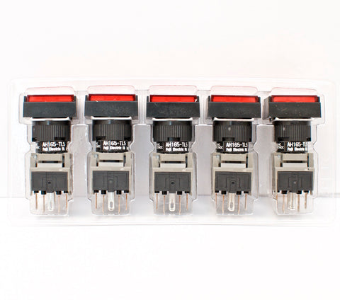 FUJI AH165-TL5R11E3 Red Pushbutton Command Switch 24VDC LED (Pack of 5)