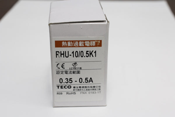 TECO RHU-10/0.5K1 thermal overload relay, Amp Range:0.35~0.5A,TAIAN RH-10E/0.37C