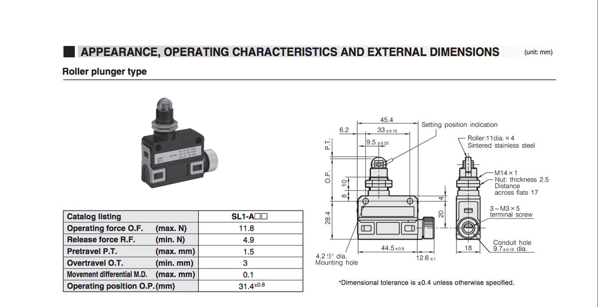 Yamatake / AZBIL SL1-A Limit Switch / Micro Switch