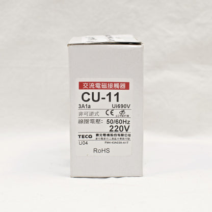 TECO CU-11 Magnetic Contactor, 24A, 3 phase,  220V coil,  3A1a, Normally Open