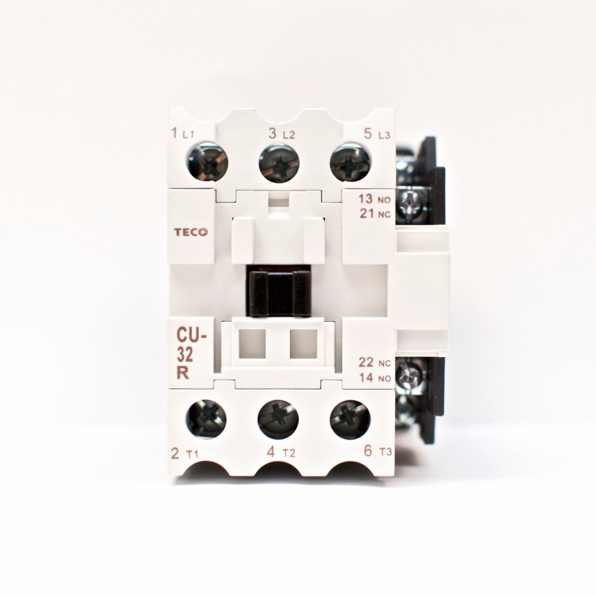 TECO CU-32R magnetic contactor, 50 Amp, 3 phase, 220v coil, 3A1a1b (NO and NC)