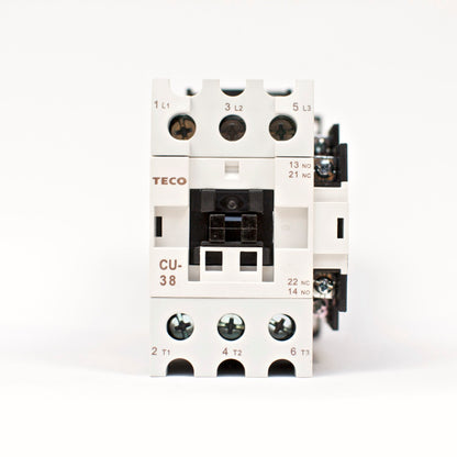 TECO CU-38 magnetic contactor, 55A, 3 phase, 110v coil, 3A1a1b (NO and NC)