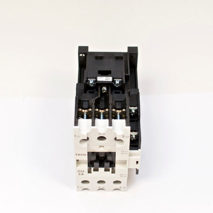 TECO CU-38 magnetic contactor, 55A, 3 phase, 220v coil, 3A1a1b (NO and NC)