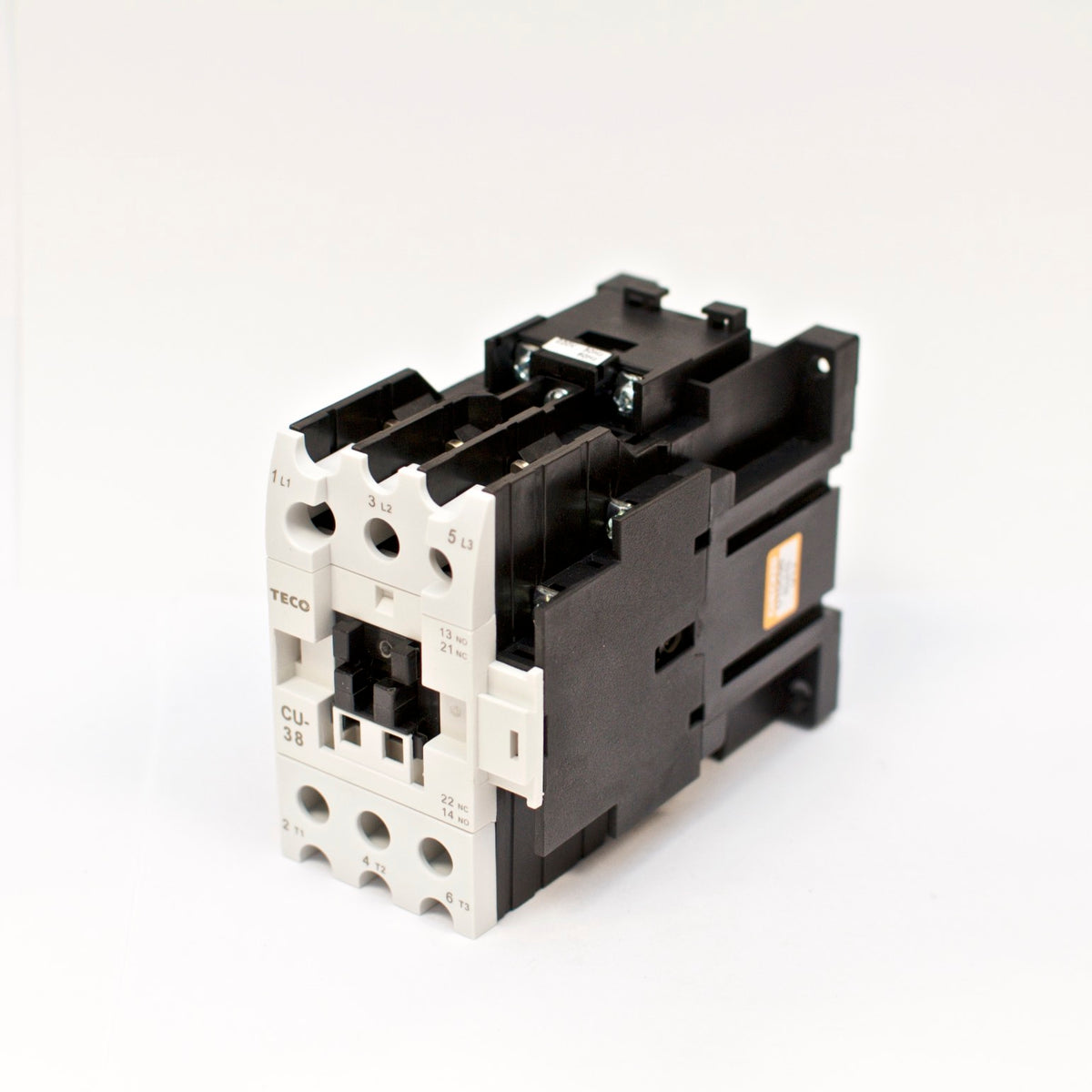 TECO CU-38 magnetic contactor, 55A, 3 phase, 220v coil, 3A1a1b (NO and NC)