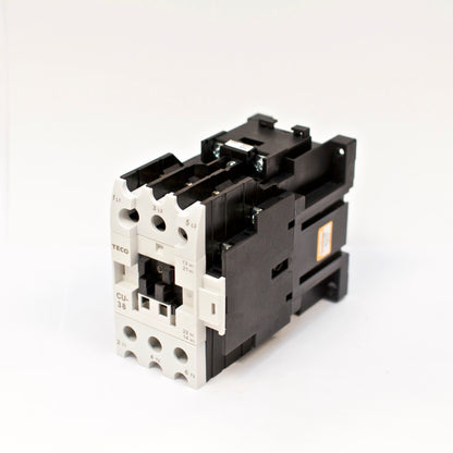 TECO CU-38 magnetic contactor, 55A, 3 phase, 220v coil, 3A1a1b (NO and NC)