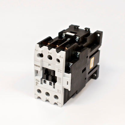 TECO CU-40R magnetic contactor, 60A, 3 phase, 110V coil, 3A1a1b NO/NC Repl CU-40